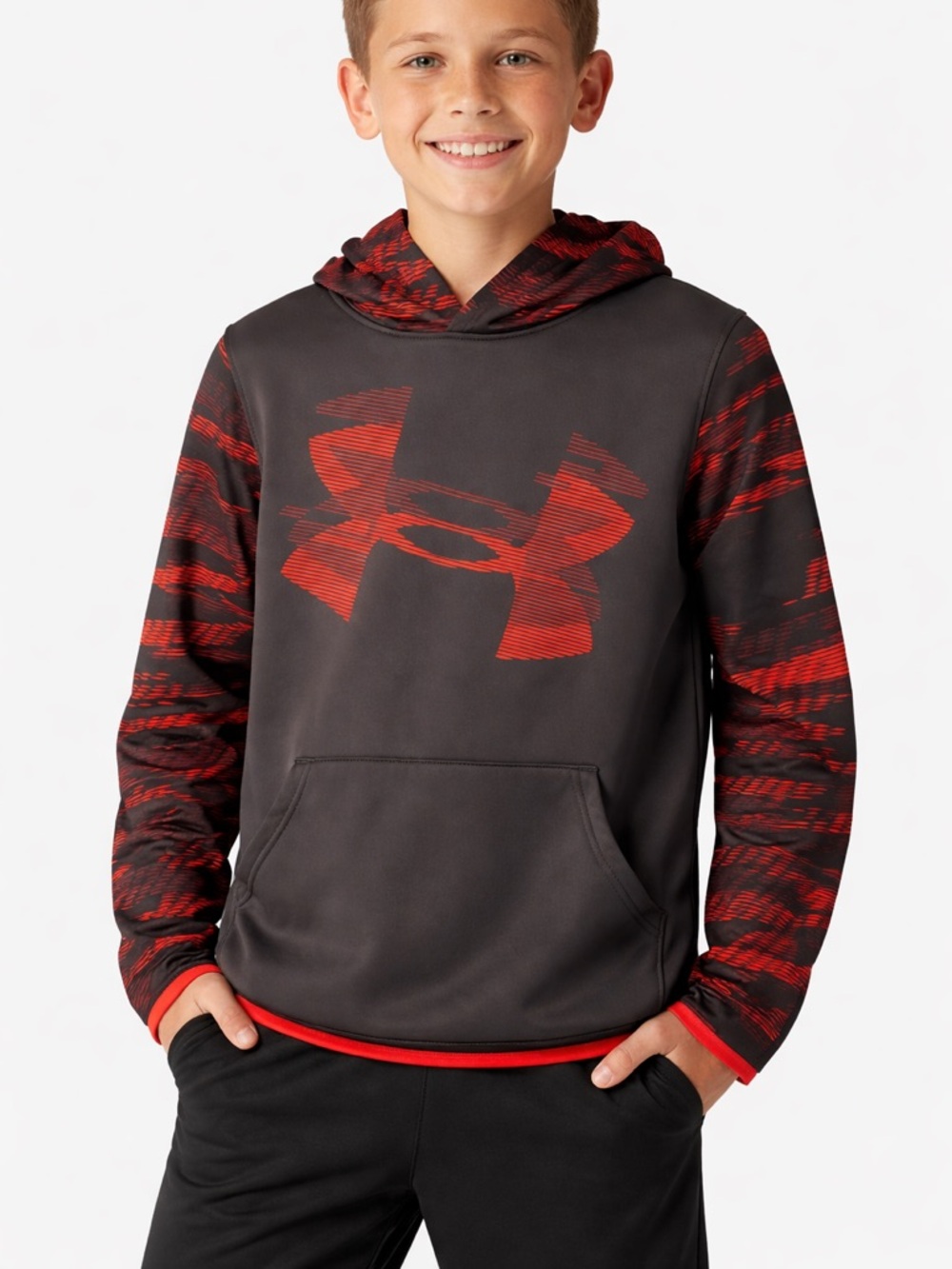 Under Armour Boys' orange & Charcoal Logo Hoodie